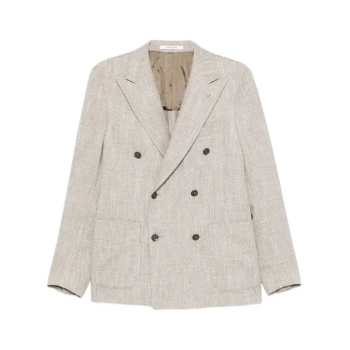 Herringbone Double-Breasted Jacket - Tagliatore - Modalova