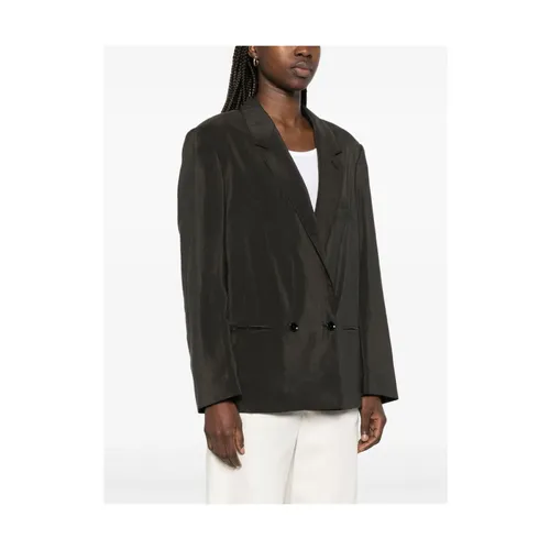 Brown Double-Breasted Jacket with Pockets - Lemaire - Modalova