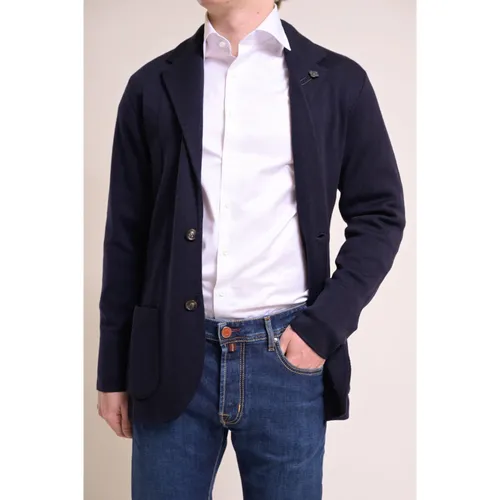 Navy Knitted Jacket - Lardini - Modalova