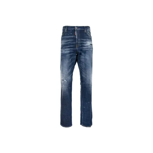 Men's Button Jeans with Leather Patch - Dsquared2 - Modalova