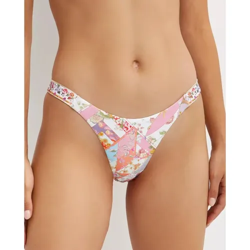 White Floral Bikini Bottom Cheeky Cut - Camilla - Modalova