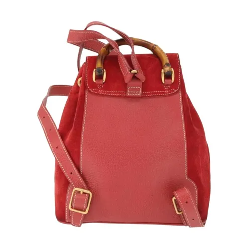 Pre-owned Vintage Bamboo Suede Backpack - Gucci Vintage - Modalova