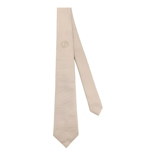 Corbata Beige Monograma Seda - Giorgio Armani - Modalova