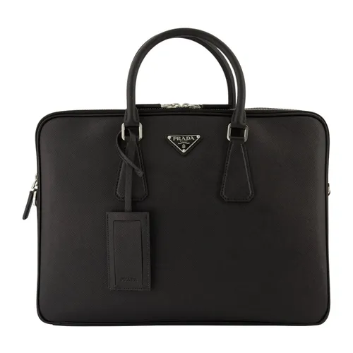 Black Saffiano Leather Briefcase - Prada - Modalova