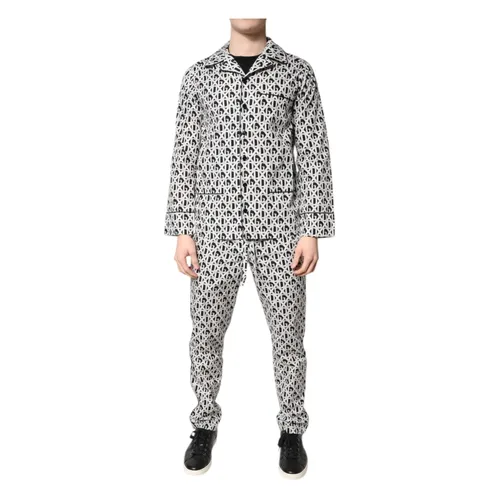 Black White DG Print Pajama Set - Dolce & Gabbana - Modalova