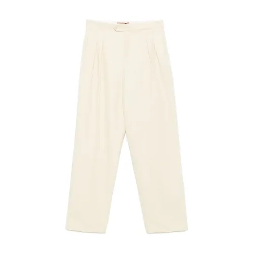 Beige Elegant Trousers with Pinktuck Detailing - Twinset - Modalova