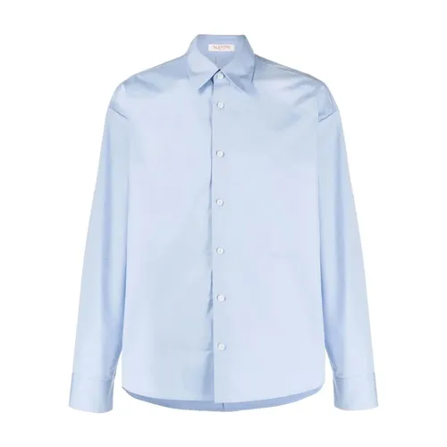 Blue Cotton Popeline Shirt - Valentino - Modalova