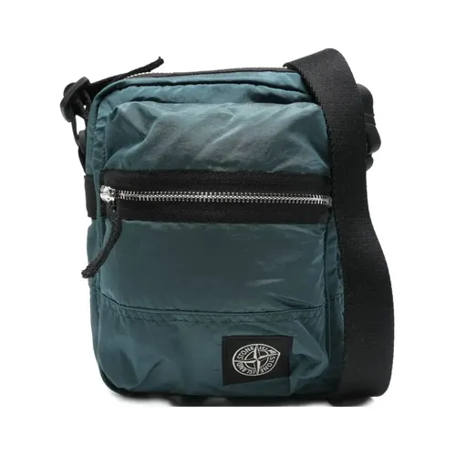Blue Messenger Bag with Compass Patch - Stone Island - Modalova
