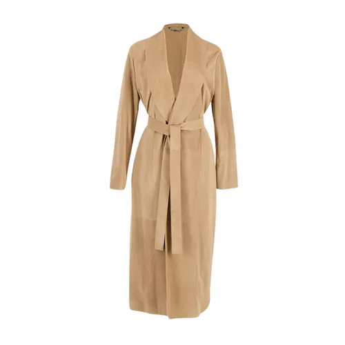 Luxurious Brown Suede Wrap Coat - Fendi - Modalova