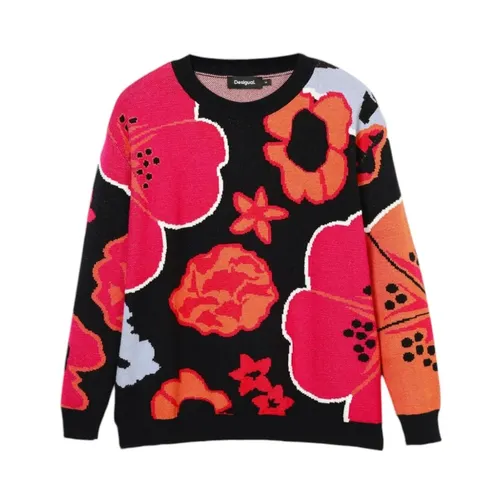 Floral Print Pullover Sweater Long Sleeve Knit - Desigual - Modalova