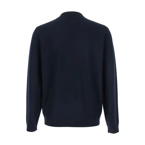 Blue Crewneck Logo Sweater in Wool - Emporio Armani - Modalova