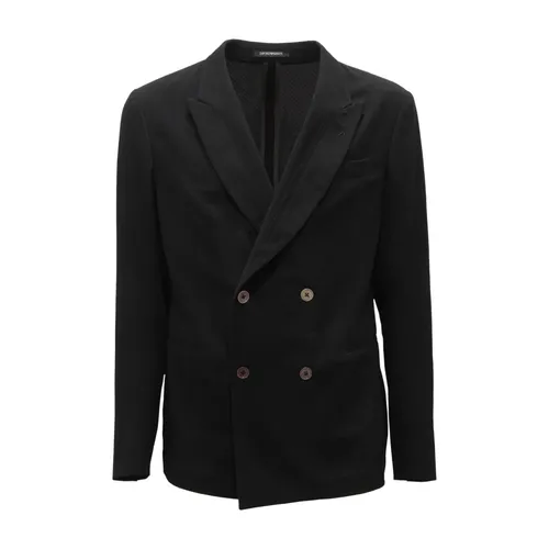 Double-Breasted Wool Jacket - Armani - Modalova