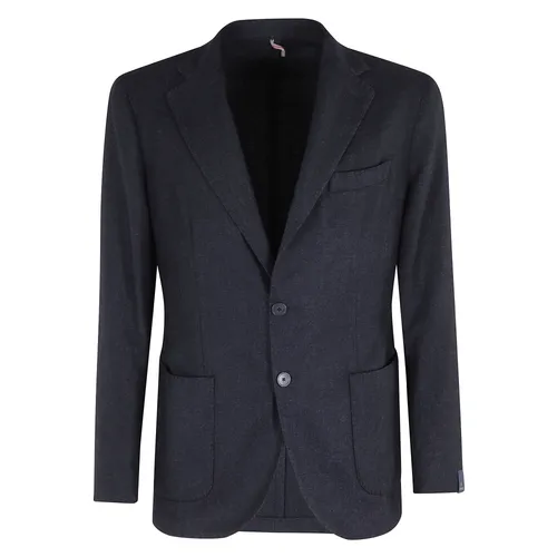 Black Wool Jacket Lapel Collar - Santaniello - Modalova