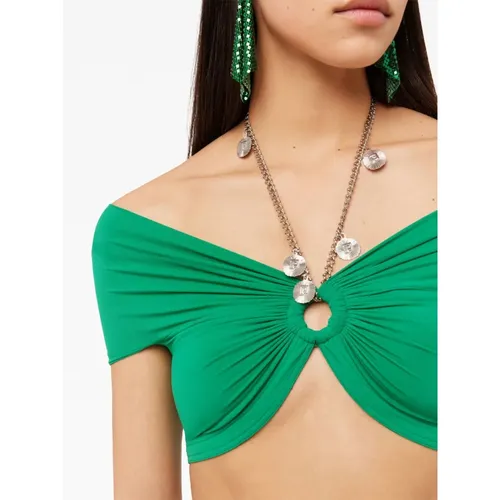 Green Off Shoulder Crop Top - Rabanne - Modalova
