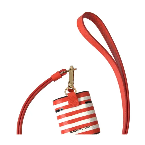 Chic Orange Striped Leather Airpods Case - Dolce & Gabbana - Modalova