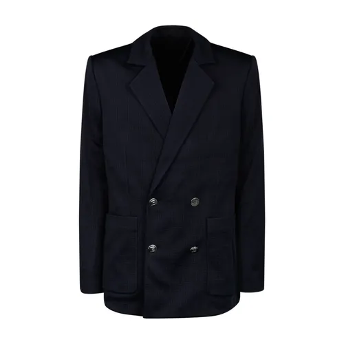 Blue Jersey Mini Monogram Blazer - Balmain - Modalova