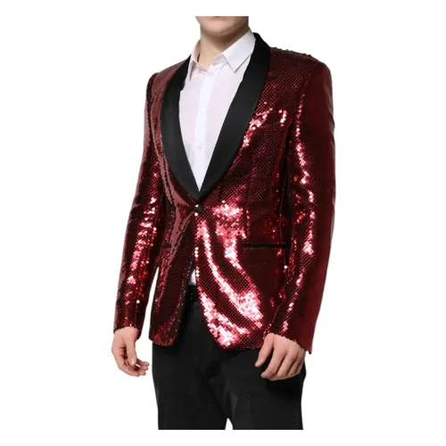 Red Sequin Embellish Blazer Jacket - Dolce & Gabbana - Modalova