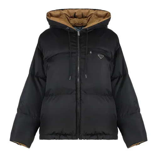 Nylon Down Jacket with Adjustable Drawstring - Prada - Modalova