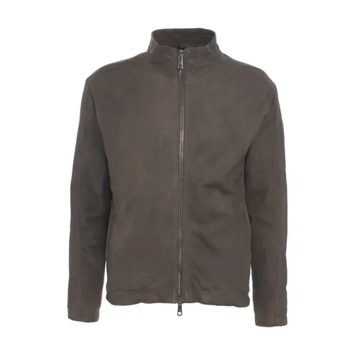 Minimalist Marrone Leather Jacket - Giorgio Brato - Modalova