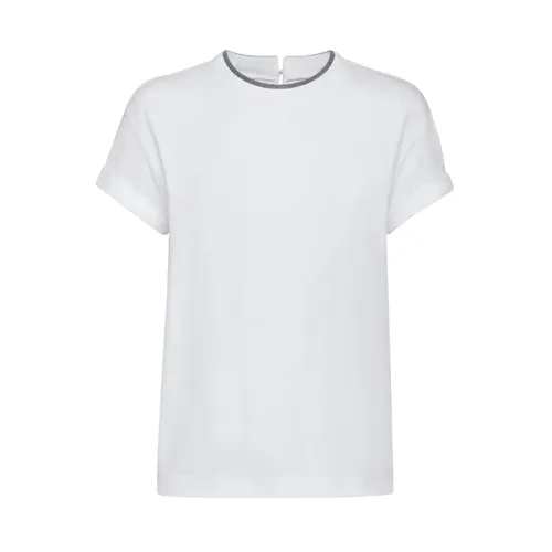 White Cotton Crew Neck T-Shirt - Brunello Cucinelli - Modalova
