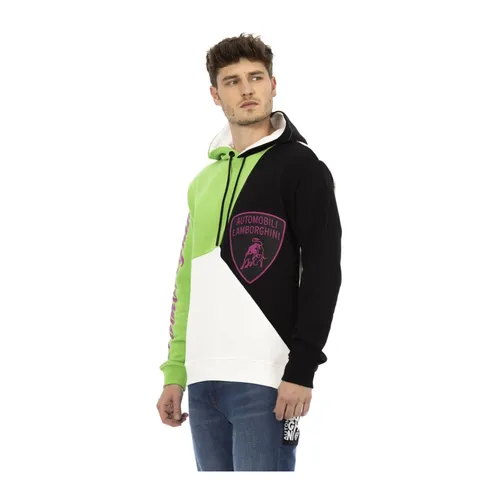 Logo Cotton Sweatshirt with Fixed Hood - Automobili Lamborghini - Modalova