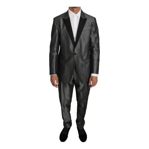 Gray Patterned Slim Fit Suit - Dolce & Gabbana - Modalova