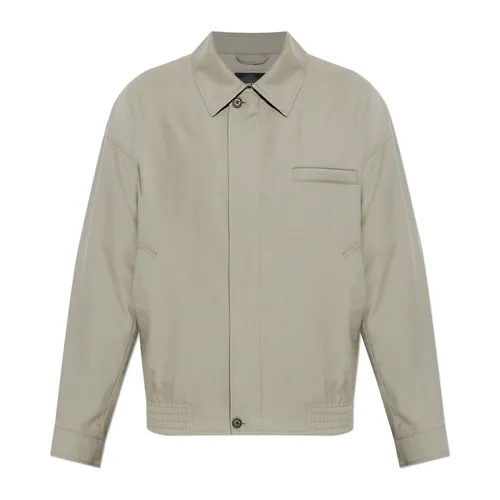 Jacket in micro-textured light wool with a herringbone pattern - Emporio Armani - Modalova