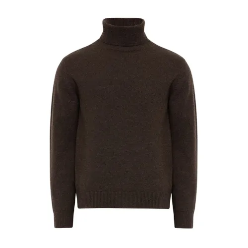 Brown Roll Neck Sweater with Ribbed Trims - MM6 Maison Margiela - Modalova