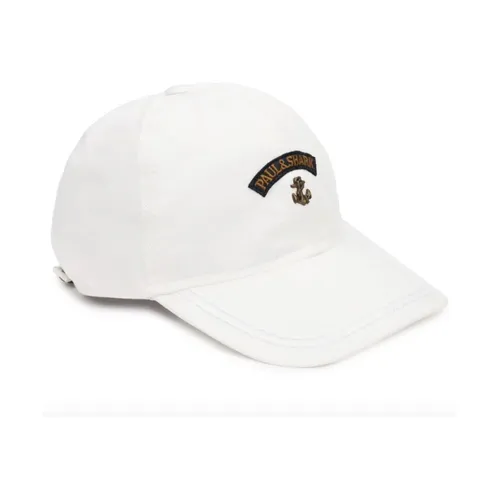 White Baseball Cap with Metallic Shark - Paul & Shark - Modalova