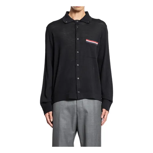 Black Merino Wool Button Down Sweater - Thom Browne - Modalova