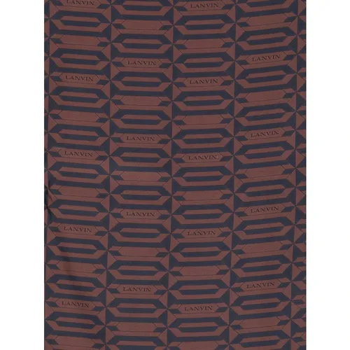 Geometric Silk Scarf with Logo Print - Lanvin - Modalova
