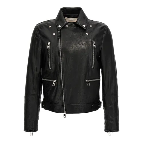 Classic Leather Biker Jacket - Alexander McQueen - Modalova