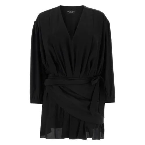 Silk V-Neck Mini Dress - Balenciaga - Modalova