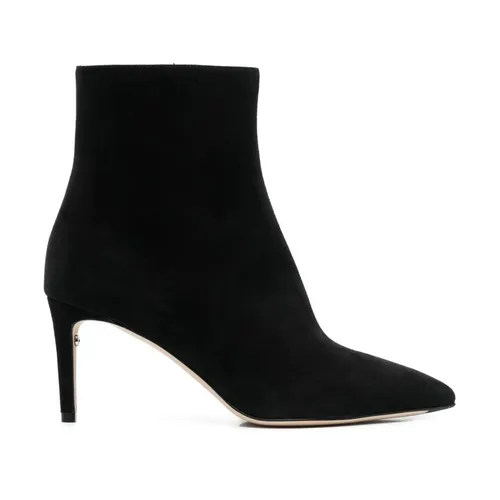 Black Suede Ankle Bootie Mid Heels - Ferragamo - Modalova