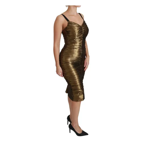Gold Ruched Stretch Dress - Dolce & Gabbana - Modalova
