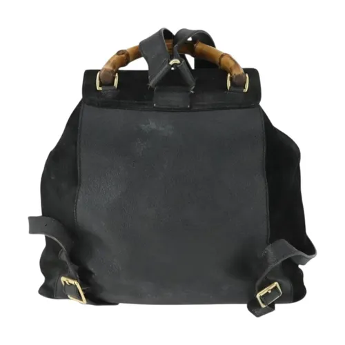 Pre-owned Vintage Bamboo Handle Suede Backpack - Gucci Vintage - Modalova