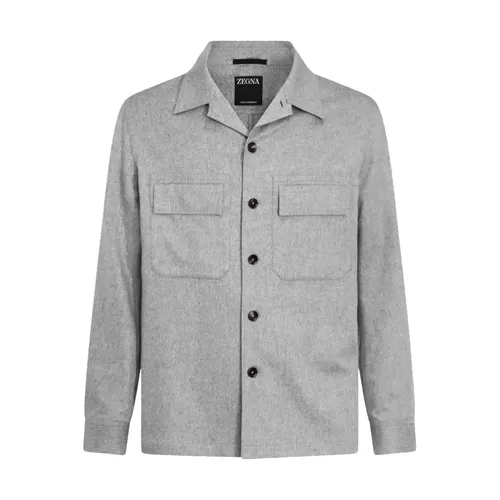Grey Wool Casual Jacket - Zegna - Modalova