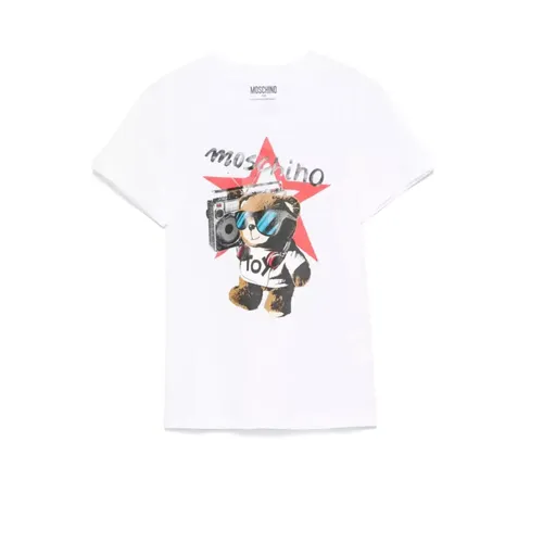 Kids Optical White Short Sleeve Tee - Moschino - Modalova