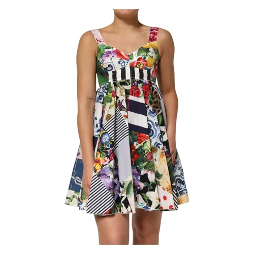 Abito Mini Aline in Cotone Patchwork - Dolce & Gabbana - Modalova