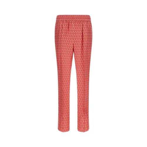 Pantalones de Seda con Estampado Gancini - Ferragamo - Modalova