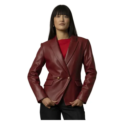 Modern Leather Look Button Jacket - Kocca - Modalova
