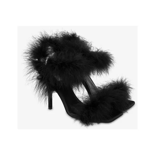 Satin sandals with feathers - Moschino - Modalova