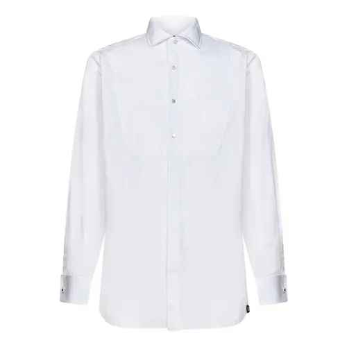 White Striped Plastron Shirt - Lardini - Modalova