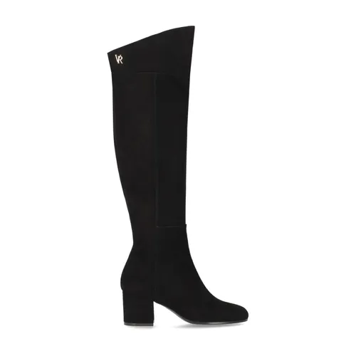 Black Suede Heeled High Boot - Via Roma 15 - Modalova