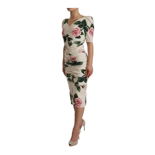 White Floral Sheath Dress - Dolce & Gabbana - Modalova