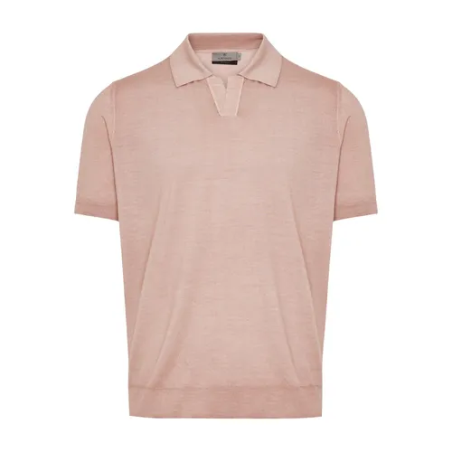 Wool/Silk Buttonless Polo Shirt - Canali - Modalova
