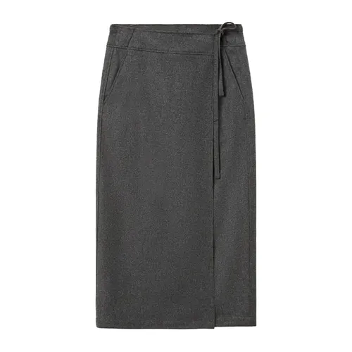 Wrap skirt with side pockets and waist tie - Pomandère - Modalova