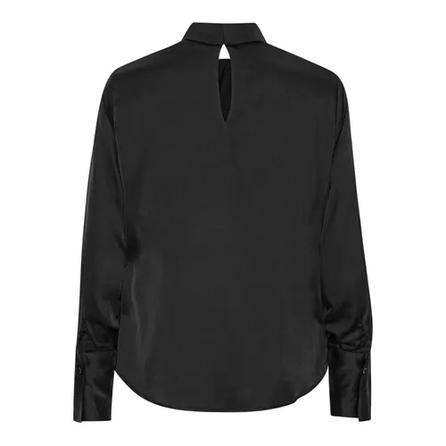 Elegant Black Blouse with Læg Detail - Karmamia - Modalova