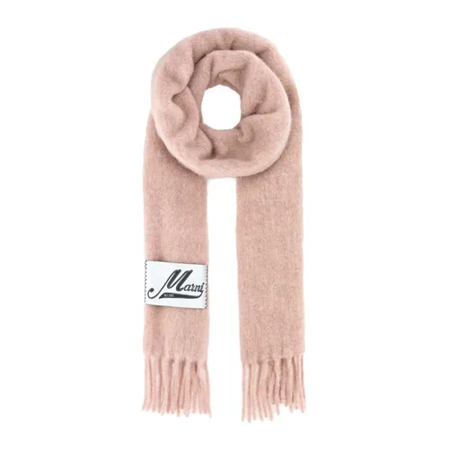 Logo Patch Fringed Scarf - Marni - Modalova