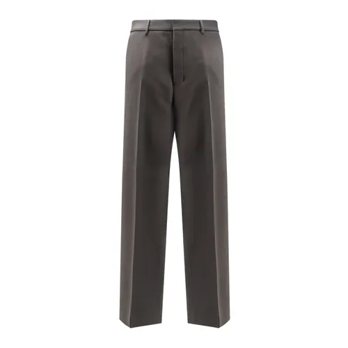 Grey Wool Wide Leg Trousers - Ami Paris - Modalova
